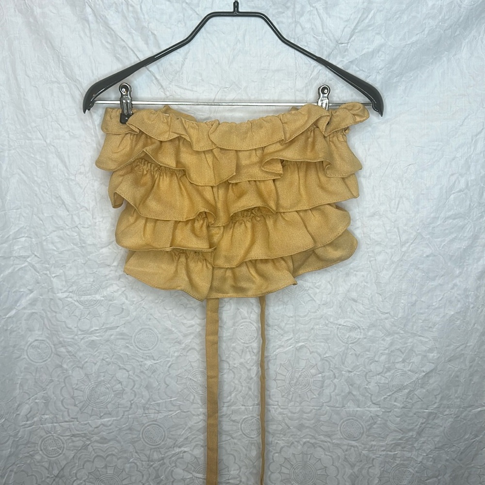 Ruffled crop top with back lacing. Great end of summer yellow. Brand new, unused